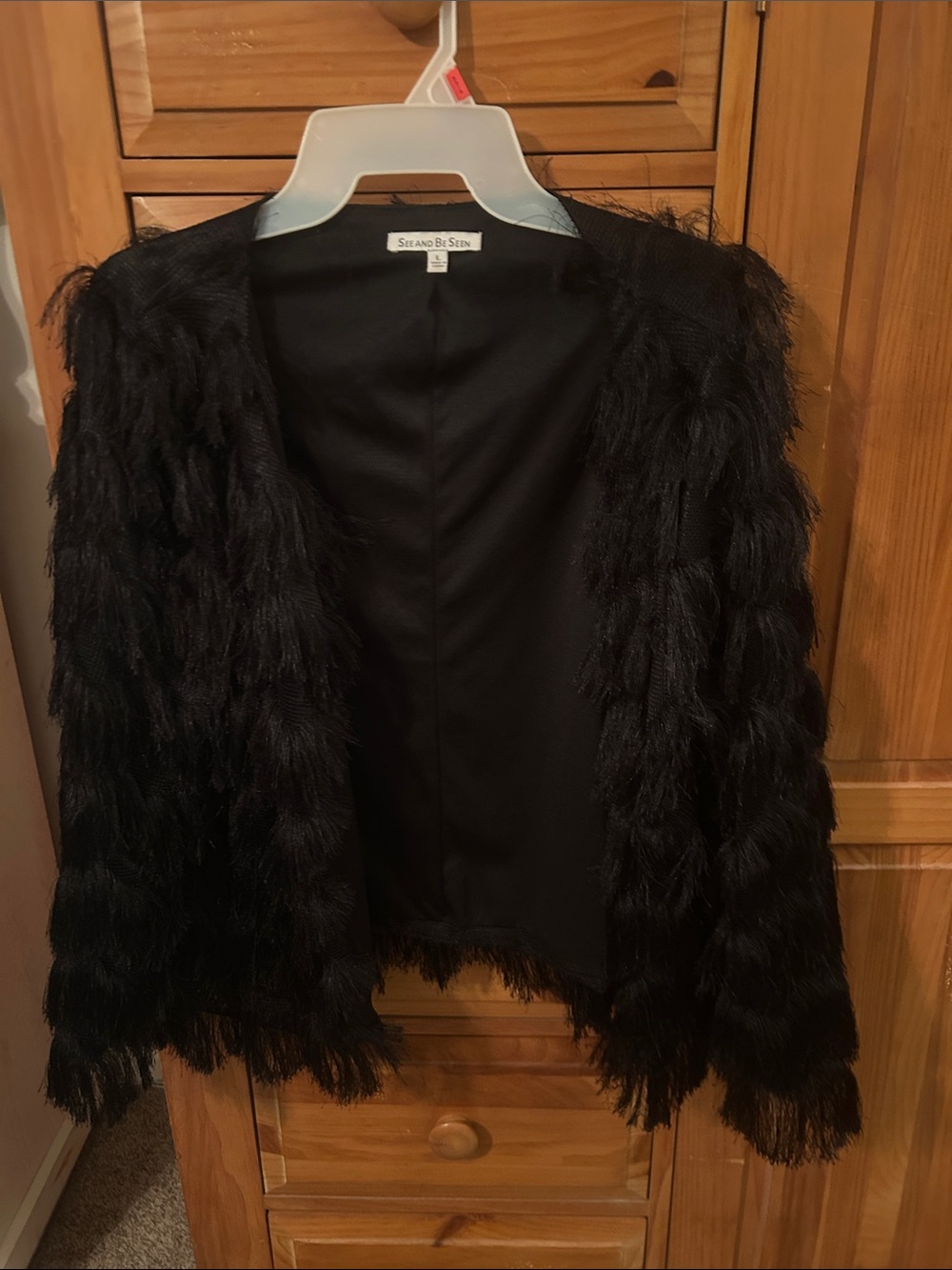 Seen & Be Seen Black Faux Fur Open-Front Jacket